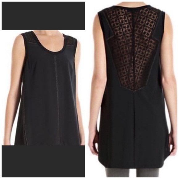 rag & bone Tops - Rag & Bone Black Tunic lace back herringbone
contrast stitch mini dress